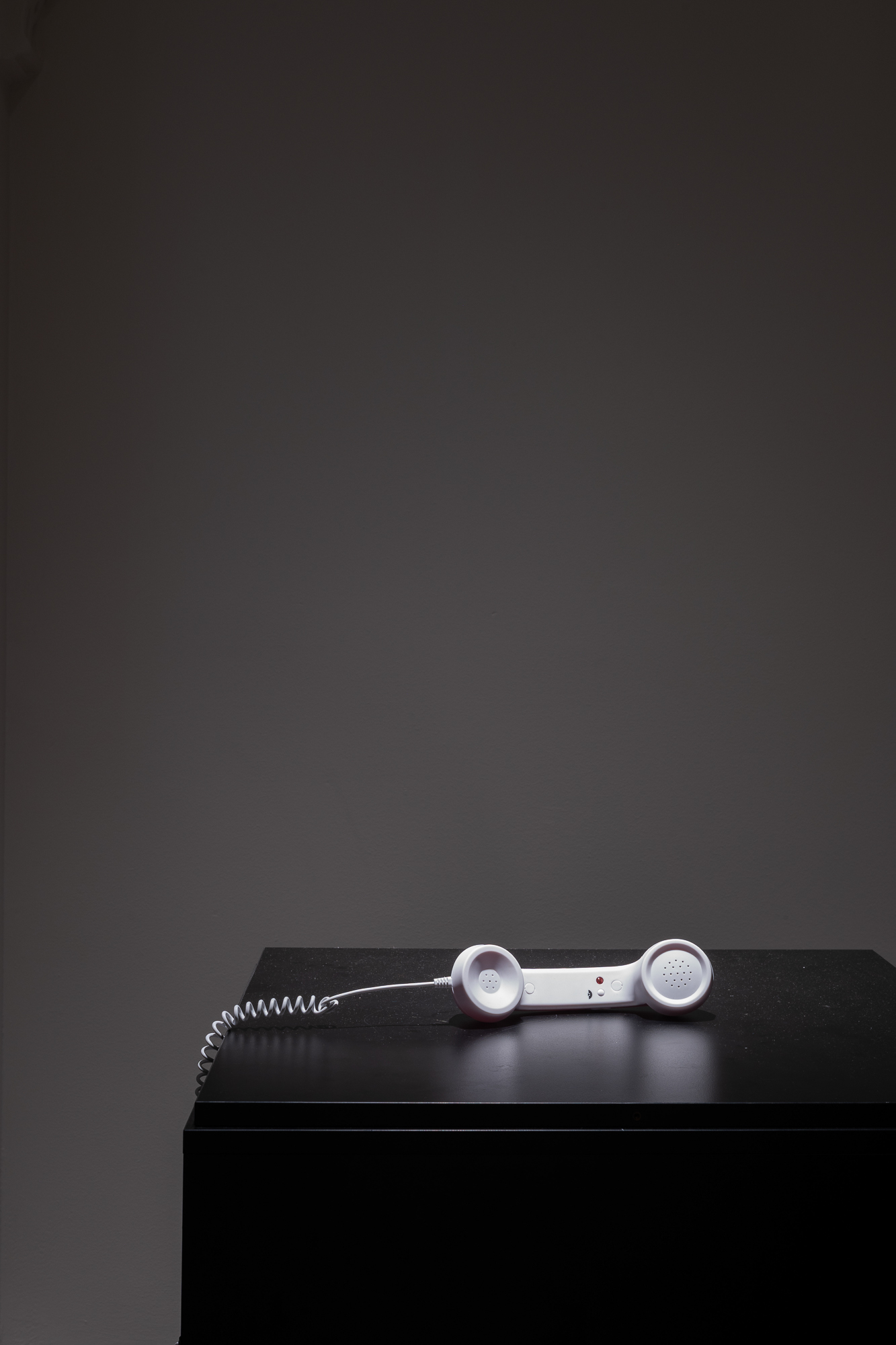 <p>Hayden Ryan, Yuin-Walbunja, /ˈmeɪtriɑːk/, 2026. 2-channel spatial sound installation, with directional speaker and repurposed telephone, 7 min. Photo: Jessica Maurer</p>