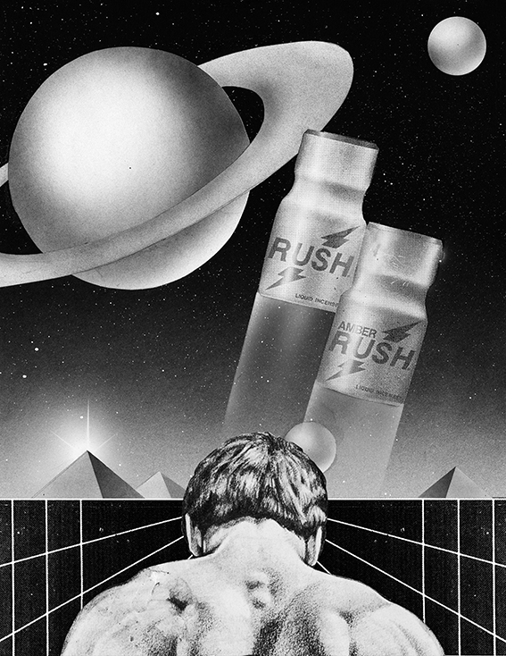 <p>Gwenaël Rattke, illustration from <br> <em>Mechanical Fantasy Box: the Homoerotic Journal of Patrick Cowley</em>, 2019. Image: Courtesy of Dark Entries.</p>