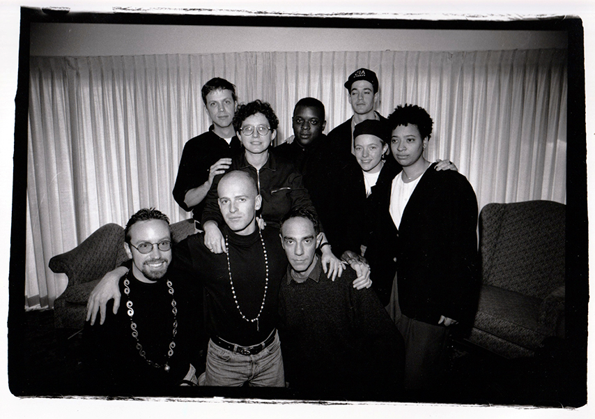 <p>The Barbed Wire Kisses panel at Sundance Film Festival, 1992. Front L-R: Stephen Cummins, Simon Hunt, Derek Jarman. Back L-R: Todd Haynes, B Ruby Rich, Isaac Julien, Tom Kalin, Sadie Benning, Lisa Kennedy.</p>