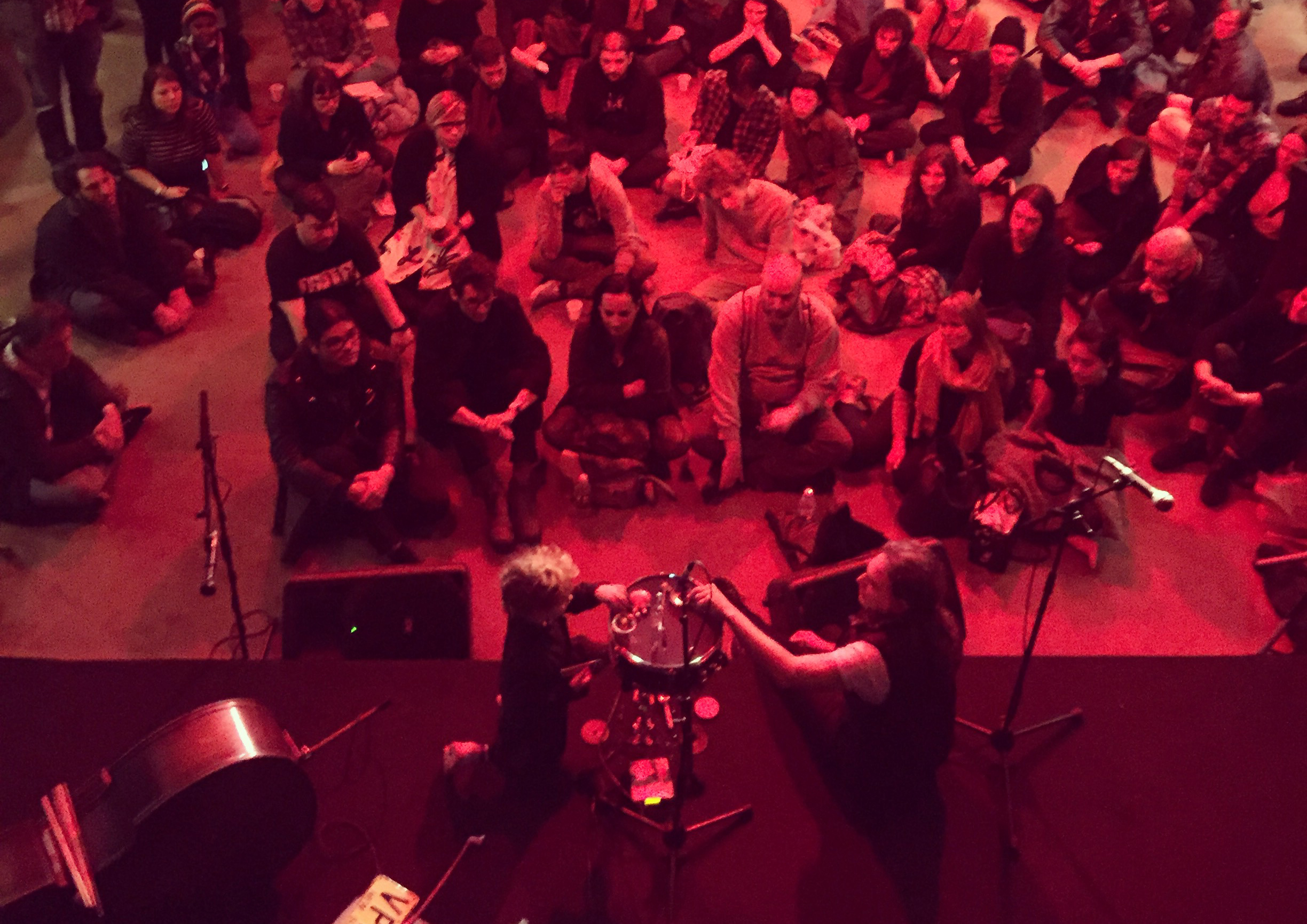 <p>Robbie Avenaim and Clare's daughter playing at Supersense: Supersense: Festival of the Ecstatic at Melbourne Arts Centre, 2017.</p>