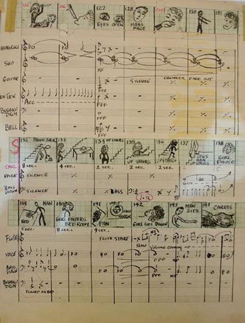 <p>Original score of Meshes in the Afternoon. <BR>Image courtesy Teiji Ito collection, The New York Public Library.</p>